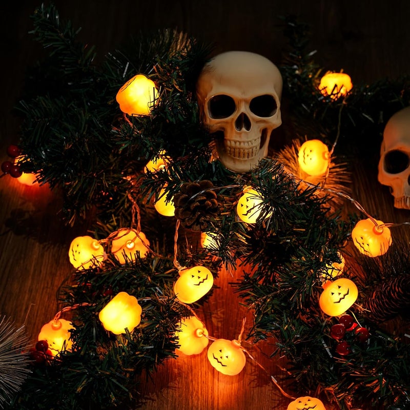 Besitek Halloween Decoration, 10FT 20 LED Pumpkin String Lights, Battery Operated 2 Mode Steady/Flickering Waterproof Halloween Lights for Indoor Outdoor Decor Camper Party Decorations - Image 2